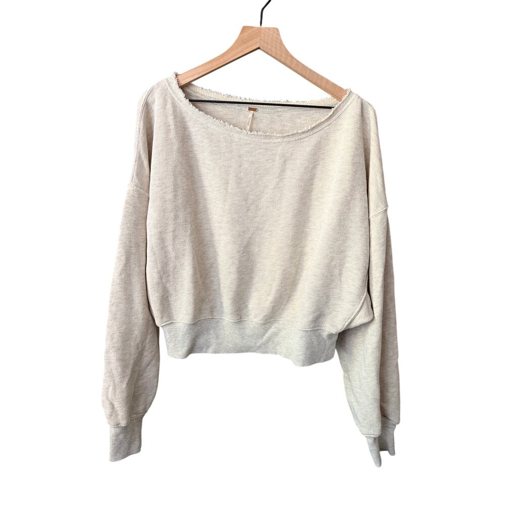 Free People Oversized Joni Pullover Oatmeal Grey Medium